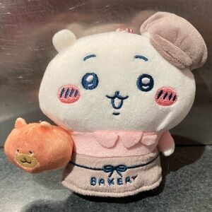 🇯🇵🥯13cm Japan Chiikawa Bakery Staff Bread Mascot Plush Stuff Doll Toy Keychain